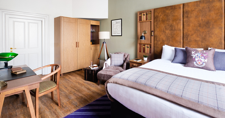 double bedroom inside Hotel Indigo Durham